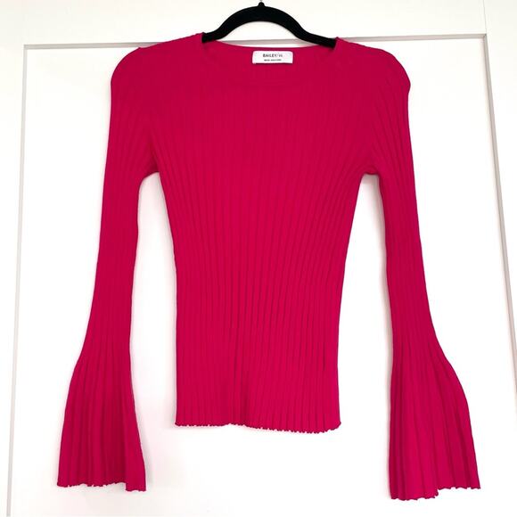 Bailey 44 Cossak Ribbed Bell Sleeve Sweater Hot Pink Size Medium - Picture 5 of 12